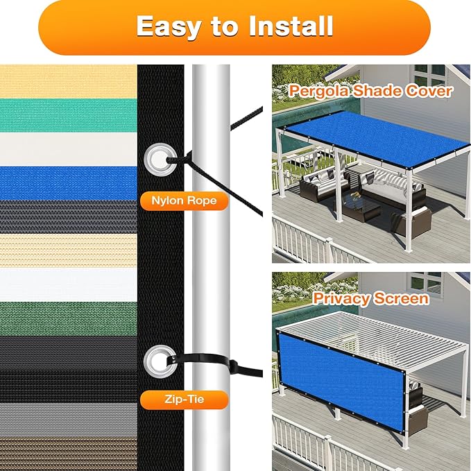 Artpuch Outdoor Pergola Shade Cover 6' X 15' Sun Shade Cloth with Grommets, 90% UV Protection Canopy Patio Privacy Screen (Customized Available) GN107, Blue