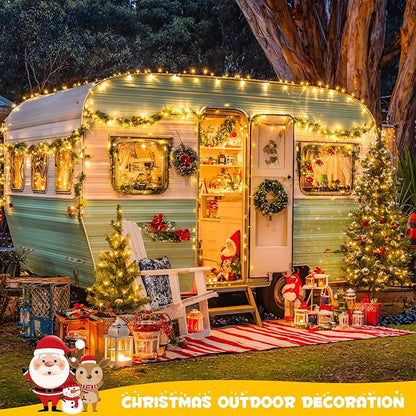 JMEXSUSS 2 Pack Solar Christmas Lights Outdoor Waterproof, Total 66 FT 200 LED Solar String Lights Outdoor, Twinkle Light for Christmas Tree Outside Garden Yard Xmas Decor(Warm White)