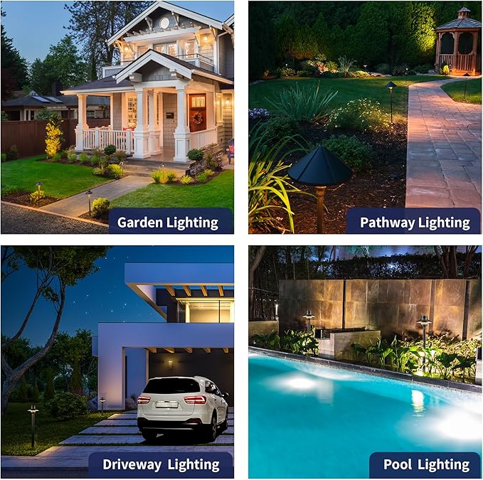 Gardenreet LED Pathway Lights Brass, 12V Landscape Path Lights Wired, Low Voltage Walkway Lights Outdoor Waterproof, Mini Shade Bronze for Backyard Garden Without G4 Bulb 8 Pack