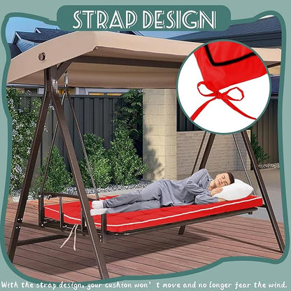 Replacement Cushions for Swing, Swing Cushions 3 Seater Replacement, Waterproof Thicken Washable Pad Cushion for Outdoor Indoor Furniture Swing Patio (Red, 40x55 inch)