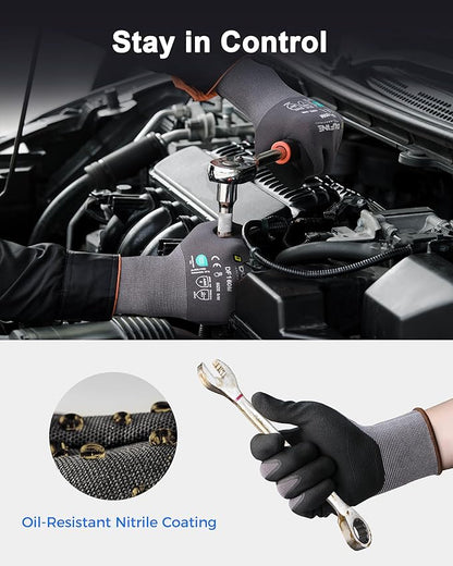DULFINE Safety Work Gloves MicroFoam Nitrile Coated-36 Pairs Pack,Seamless Knit Nylon Glove with Black Micro-Foam Nitrile Grip,Ideal for General Purpose,Automotive,Home Improvement,Painting(XX-Large)