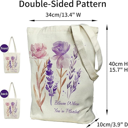 itgowisa Canvas Tote Bag for Women, Tote Bag with Zipper Inner Pocket, Zippered Canvas Bag for Shopping Work Grocery Everyday