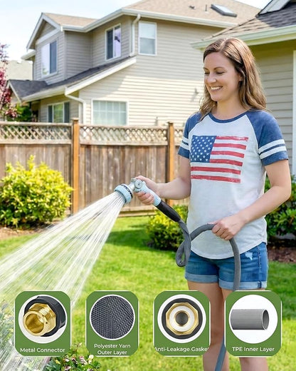 Flexible Garden Hose 25FT, Ultra Light weight and Kink Resistant Water Hose for Outdoor, Heavy Duty for Yard Gardening Watering, 5/8 inch