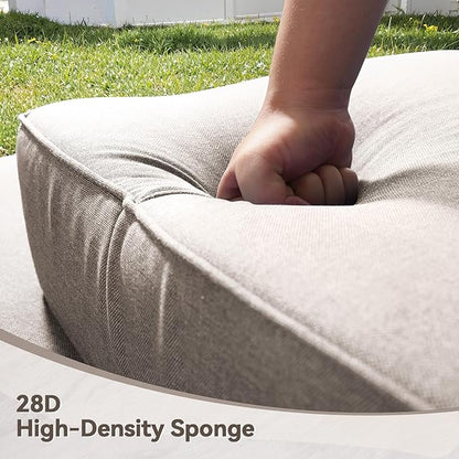 Luxury 6" Outdoor Cushions for Patio Furniture, 24x24x6" Thick Seat Cushion Set of 4, Fade Resistant Couch Chair Replacement Cushions High Density Deep Wicker Chair Cushion w/ Removable Cover, Beige