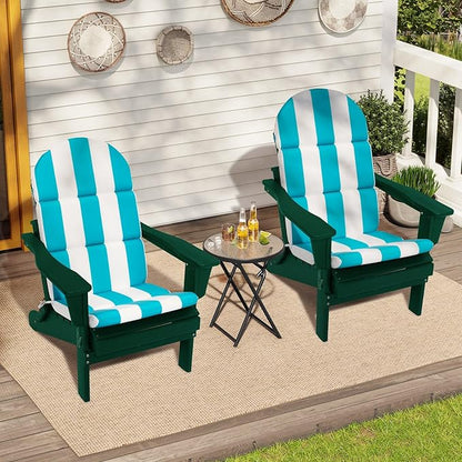 Crestlive 50x19.6 Inch Adirondack Chair Cushion Set of 2, Water Repellent, Fade Resistant, High Back Outdoor Rocking Chair Cushion for Patio, Blue Stripe