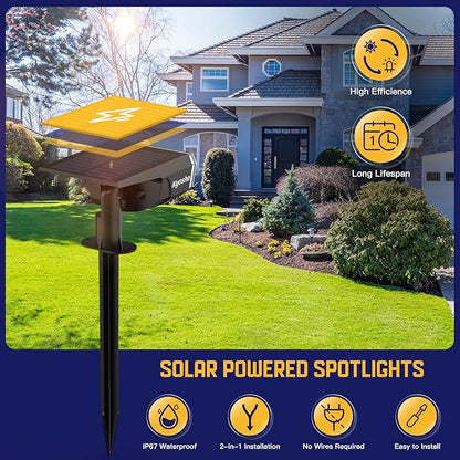 Kyosho Solar Spot Lights Outdoor, IP67 Waterproof Solar Lights for Yard, Garden and Walkways, 38 LEDs RGBW Multicolor Spotlight, 6 Pack