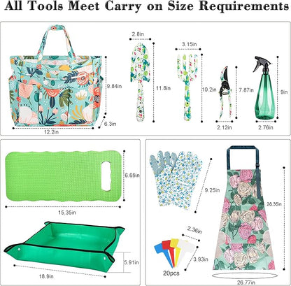 Floral Gardening Tools, Gifts for Mom Mothers Day, Mom Birthday Gifts from Daughters Floral Gardening Tools and Durable Garden Tools Organizer Tote, Ideal Gardening Gift for Women Plant Lover Present