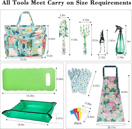 Floral Gardening Tools, Gifts for Mom Mothers Day, Mom Birthday Gifts from Daughters Floral Gardening Tools and Durable Garden Tools Organizer Tote, Ideal Gardening Gift for Women Plant Lover Present