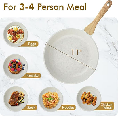 SENSARTE Nonstick Ceramic Frying Pan Skillet, 11 Inch Omelet Pan, Healthy Non Toxic Induction Compatible Egg Pan with Heat Resistant Handle, PTFE and PFAS-Free