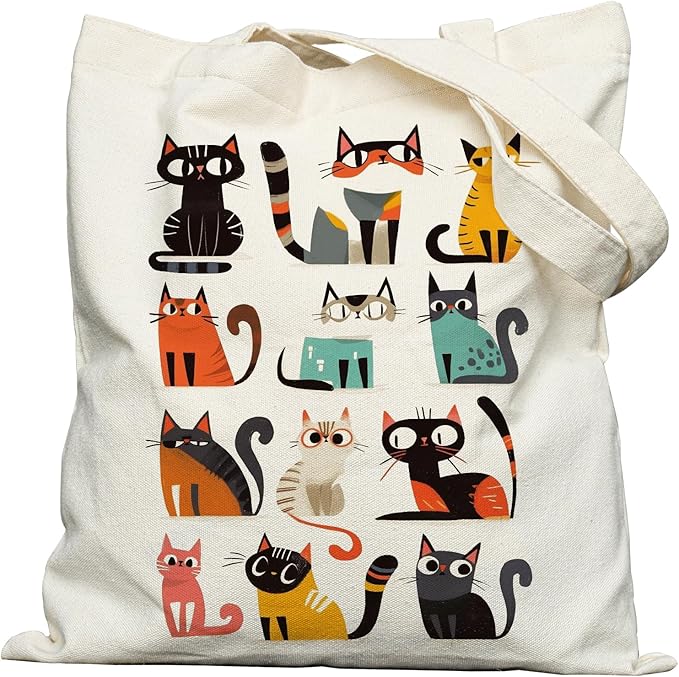 METALPHA Aesthetic Tote Bag for Women Girls - Resuable Double-Sided Printed Canvas Tote Bag with Snap Closure and Pocket