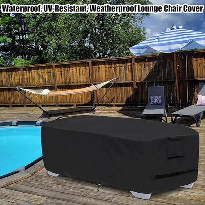 Outdoor Chaise Lounge Cover for 2-3 Stackable Chaise Lounge Chairs, Waterproof, Durable Polyester Fabric, 80 inch Patio Stackable Chaise Lounge Chairs Cover for Pool Lounge Chair Winter Storage, Black