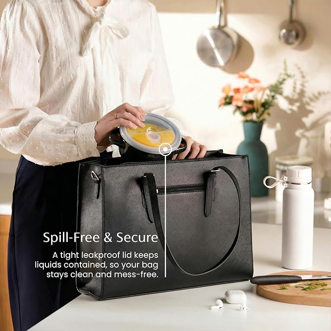 KooK French Onion Soup Crocks with Handles, Ceramic Bowls, for Rice, Dessert, Pasta, Dishwasher, Microwave, Oven & Broil Safe, Black, Set of 4, 18 oz