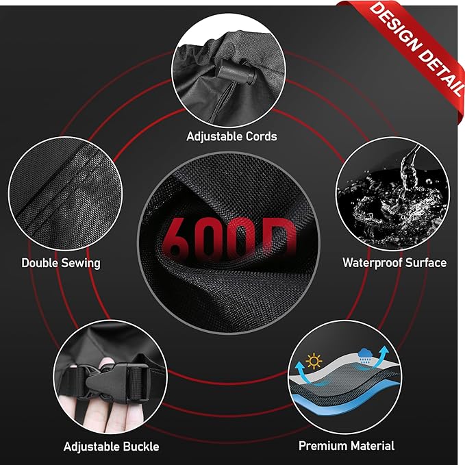 Zettum Patio Furniture Cover Rectangle - 600D Outdoor Table Cover Waterproof & Heavy Duty, Lawn Furniture Set Covers for Outside Rectangular Dining Table and Chairs Seating Combo - 96 x 72 x 38 Inch