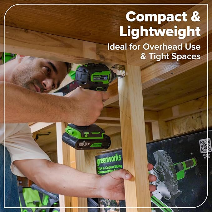 GREENWORKS 24V (5-TOOL) Combo (Drill + Impact Driver + Circular Saw + Multi-Tool + Flashlight), 4.0Ah + 2.0Ah (24,000mAh Power Bank) Batteries, (2) Cables, 65W Rapid Charger