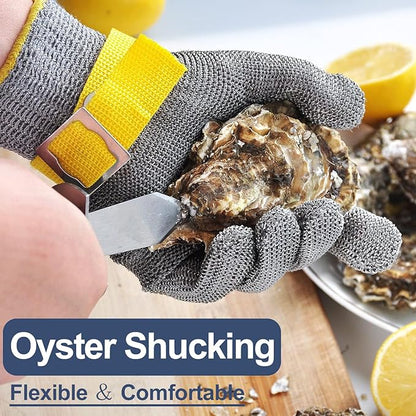 Dowellife ANSI A9 Cut Resistant Glove Food Grade, Stainless Steel Mesh Metal Knife Cutting Glove for Butcher Meat Cutting Oyster Shucking Kitchen Mandoline Chef Slicing Fish Fillet (Small-3 Pcs)