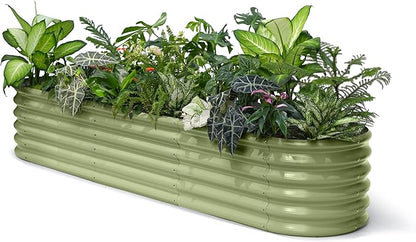 Galvanized Raised Garden Bed 8x2x1.5 ft, 17" Tall Planter Boxes Outdoor, Zn-Al-Mg Metal Raised Beds for Gardening Herb Fruit Vegetable, Modular Flower Bed for Outdoor Plants - Moss Green