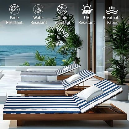 Outdoor Chaise Lounge Cushions for Patio, 72"x22"x3" Lounge Chair Cushions, Waterproof Replacement Seat Cushions for Outdoor Furniture