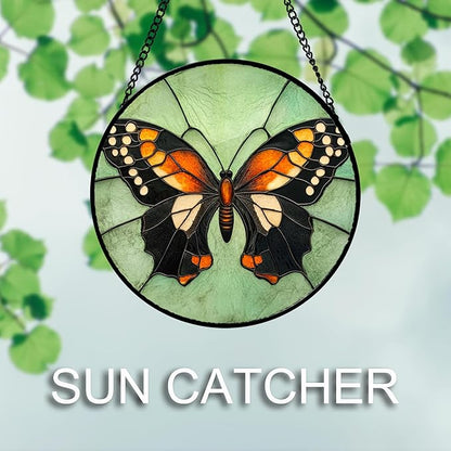 Stained Glass Window Hanging 4 Pcs Set Butterfly Dragonfly Bee Ladybug 9.8" - Suncatcher Door Garden Sun Catcher Decor Birthday Mother's Day for Mom Woman Nana Men