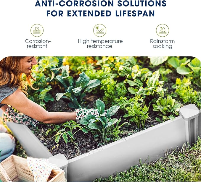 PASAMIC 8x4x1ft Vinyl Raised Garden Bed, Rust-Proof Raised Plant Box for Gardening, Durable Outdoor Planter Box with Open Bottom, DIY Above Ground Vinyl Garden Beds for Fruit, Vegetables, Herbs