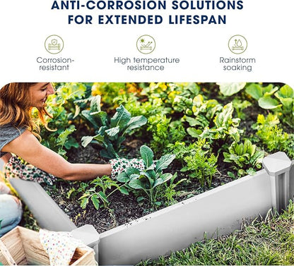 PASAMIC 8x4x1ft Vinyl Raised Garden Bed, Rust-Proof Raised Plant Box for Gardening, Durable Outdoor Planter Box with Open Bottom, DIY Above Ground Vinyl Garden Beds for Fruit, Vegetables, Herbs
