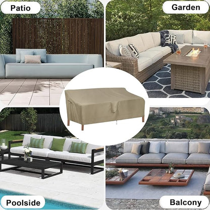 OutdoorLines Outdoor Waterproof Patio 4-Seater Couch Cover - UV Resistant Patio Sofa Furniture Covers Weatherproof Heavy Duty Glider Covers for Outdoor Furniture, 104Wx32.5Dx33H Inches, Camel