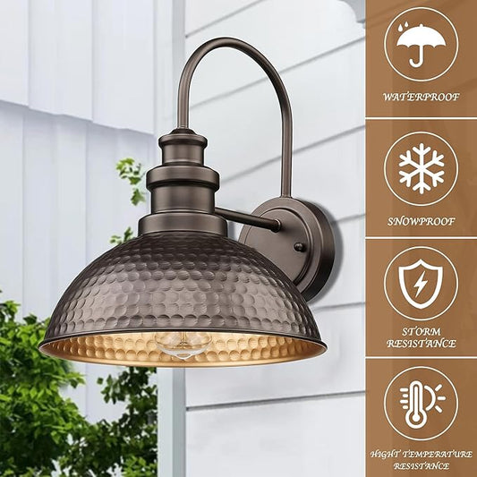 Outdoor Farmhouse Barn Lights, Anti-Rust Outdoor Wall Sconce, Exterior Wall Lights, Front Door Mounted Lighting Fixture,Vintage Outside Lighting for Porch,Garage,Patio (Oil-Rubbed Bronze, 1 Pack)