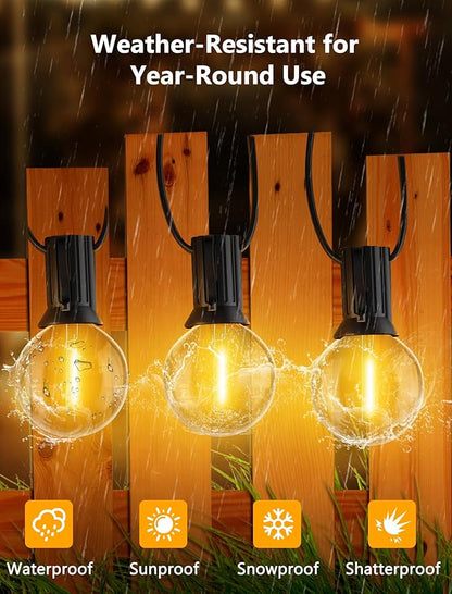 100FT LED Outdoor String Lights, G40 Globe Christmas String Lights Waterproof with 50 Warm White Bulbs & 2 Spare, Connectable Hanging Lights for Patio Backyard Porch Christmas Party Decor