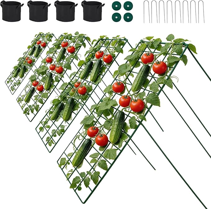 Cucumber Trellis for Garden - 4 Pack, 48" L x 16" W Garden Trellis for Climbing Plants Outdoor with Support Structures, A Frame Trellis for Climbing Vegetables Peas, Vine, Bean