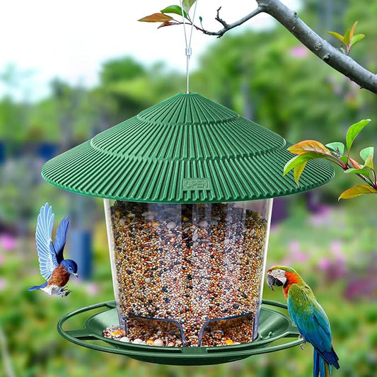 Hanizi Bird Feeder Outdoor Hanging for Wild Bird Seed, Green