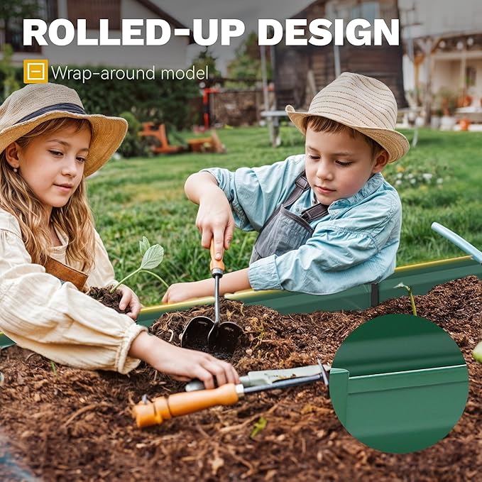 DWVO 2pcs 6 x 3 x 2 FT Raised Garden Bed Kit, Outdoor Galvanized Flower Bed with Gloves, Large Metal Planter Box for Vegetables, Flowers, Herbs, Fruits, Green