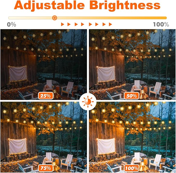 50FT Outdoor String Lights with 3 Color Lights, Dimmable G40 Globe String Lights for Outside with Remote, Waterproof Patio Lights with 25+1 Shatterproof Bulbs for Wedding Party Backyard Home Christmas