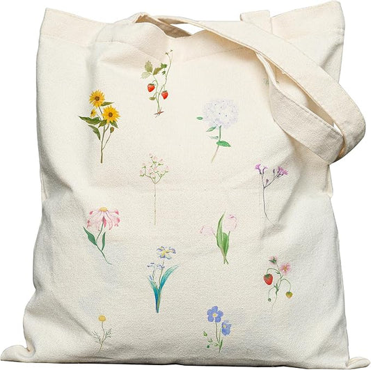 Canvas Tote Bag with Aesthetic Prints, Cute Tote Bag for Women Girls with Wide Strap, Gifts for Cat Book Lovers