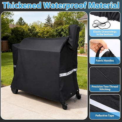 Utheer Grill Cover for Traeger 34 Series, 600D Waterproof Pellet Smoker Cover with Drawstring, Fits Pro 34 & Pro 780, BAC380 Cover All Weather Protection