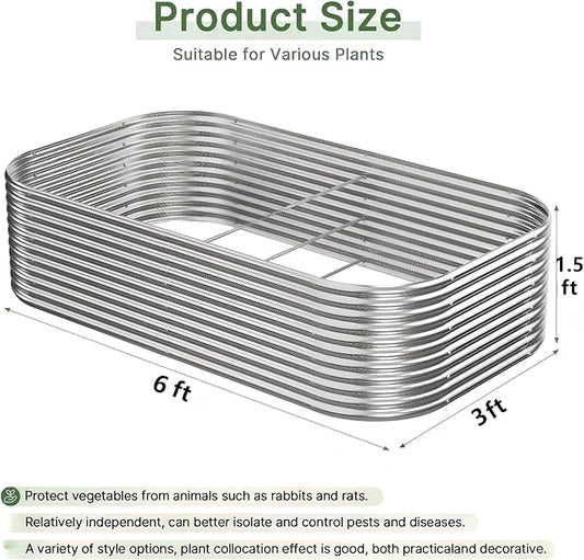 2 Pack Tall 6x3ft Galvanized Raised Garden Bed Outdoor, Metal Garden Bed for Vegetables, Above Ground Garden Box for Flower, Steel Raised Beds for Gardening