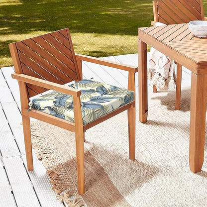 LVTXIII Outdoor Seat Cushions Set of 2 Square Corner Chair Cushions with Ties, Patio Chair Pads for Home Office and Patio Garden Furniture Decoration 18.5"x16"x2", ‌Lush Palm Blue