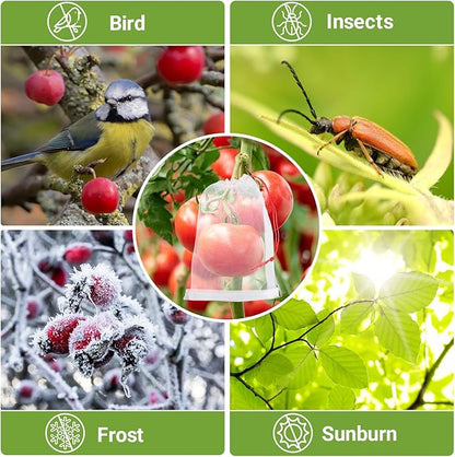 Fruit Cover Bags Against Birds, 25pcs 4x6 in Mesh Fruit Protection Bags with String, Netting for Fruit Trees Vegetables Flowers Protection Away from Bugs Birds