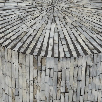Deco 79 Mother of Pearl Shell Handmade Side End Accent Table Mosaic End Table, Side Table 14" x 14" x 20", Light Blue
