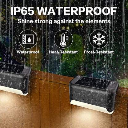 BKBB PPBB Solar Deck Lights Outdoor, 4Pcs Solar Step Lights, Waterproof LED Solar Lights for Outdoor Stairs, Step, Fence, Yard, Patio, Railing, Garden and Pathway