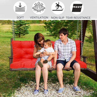 Replacement Cushions for Swing, Swing Cushions 3 Seater Replacement, Waterproof Thicken Washable Pad Cushion for Outdoor Indoor Furniture Swing Patio (red, 40x60 inch)