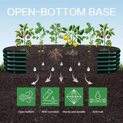 Gardmax Galvanized Raised Garden Bed, Lightweight Planter Boxes Outdoor with Easy Assembly, Large Garden Bed for Vegetables, Fruits, Flower Dark Green 8x2x1.5 FT
