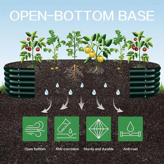 Gardmax Galvanized Raised Garden Bed, Lightweight Planter Boxes Outdoor with Easy Assembly, Large Garden Bed for Vegetables, Fruits, Flower Dark Green 8x2x1.5 FT