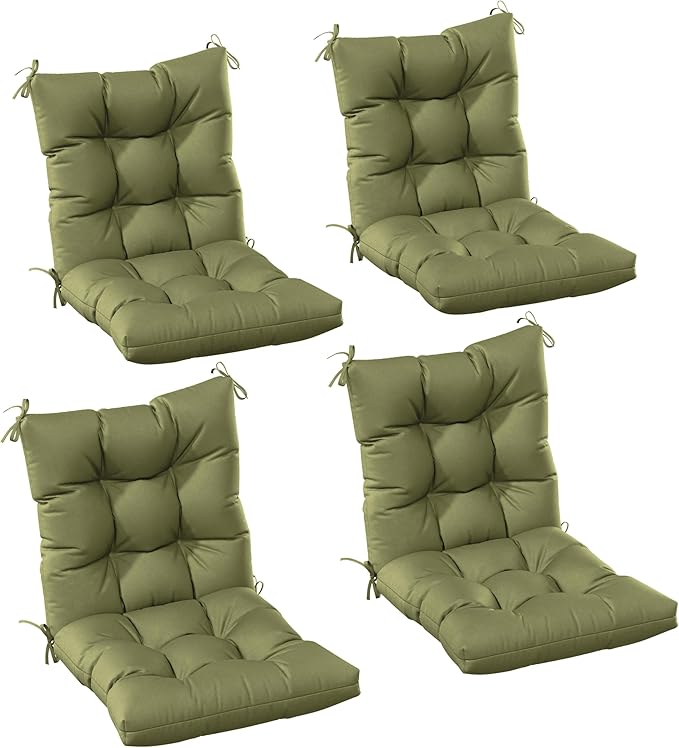 Patio Seat&Back Chair Cushions for Outdoor Furniture，Comfortable Cushions for Rocking/Dining/Lawn Chair-Set of 4