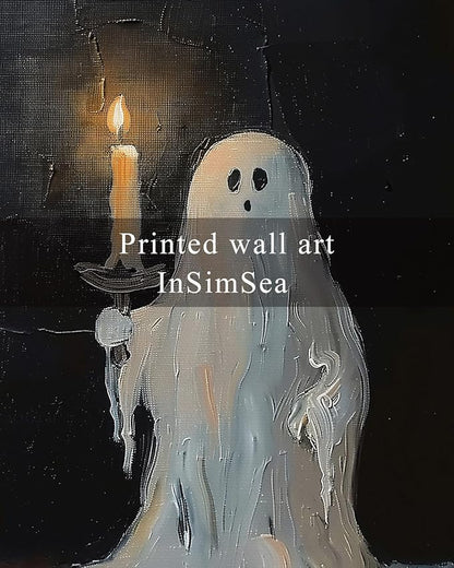 InSimSea Framed Canvas Art Prints, Vintage Halloween Decor, 12x16inch, Cute Spooky Ghosts Decor for Bedroom Kitchen Living Room shelf Fireplace, Dark Academia Gothic Pictures