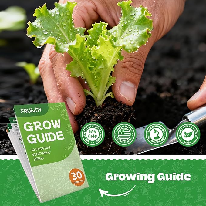 30 Heirloom Seeds Variety Pack - 18,500+ Non-GMO Seeds for Planting Vegetables, Home Garden Seeds for Hydroponic, Indoor and Outdoors Gardening, Includes Lettuce, Tomato, Cucumber Seed