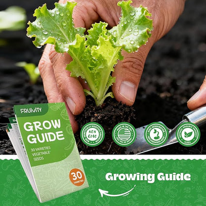 30 Heirloom Seeds Variety Pack - 18,500+ Non-GMO Seeds for Planting Vegetables, Home Garden Seeds for Hydroponic, Indoor and Outdoors Gardening, Includes Lettuce, Tomato, Cucumber Seed