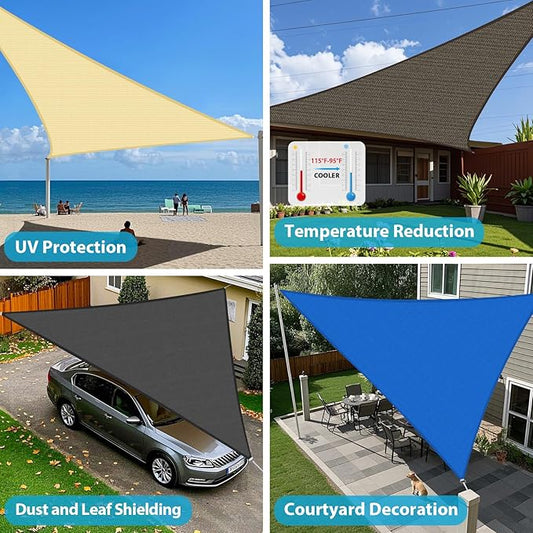 Amagenix Sun Shade Sail 5'X6'X8' Curved Edge Outdoor Shade Canopy Light Grey Breathable 95% UV Block Shade Cloth for Patio Garden Backyard (We Make Custom Size)