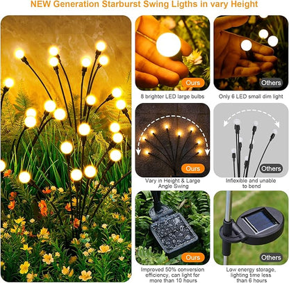ASMAD Solar Lights Outdoor(12-Pack, 96 LEDs), Solar Garden Lights, Outdoor Decorations, Firefly Light for Patio Decor, Big Bulb, Unique Gifts for Women, Gifts for Grandma