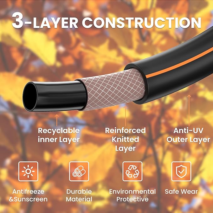 Giraffe Tools Garden Hose 5/8", Water Hose Heavy Duty, Flexible, Lightweight Hybrid Hose with Swivel Handle, 3ft Male to Female Fittings, Burst 600 PSI, Short Leader Hose