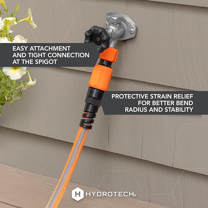 HydroTech FLATJACKET 5/8" 75 ft Flexible Garden Hose with Patented Force Control Technology - Kink-Free, Lightweight Design for Lawn Care, Gardening, Car Washing, and Outdoor Cleaning