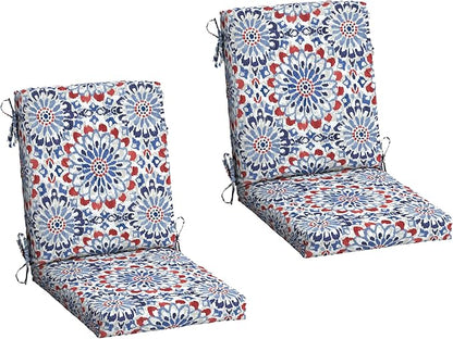 Arden 2-Pack Outdoor Patio Dining Chair Cushion, 20x44, Rain-Proof Seat Pad, Fade-Resistant Outdoor Cushion Clark Blue